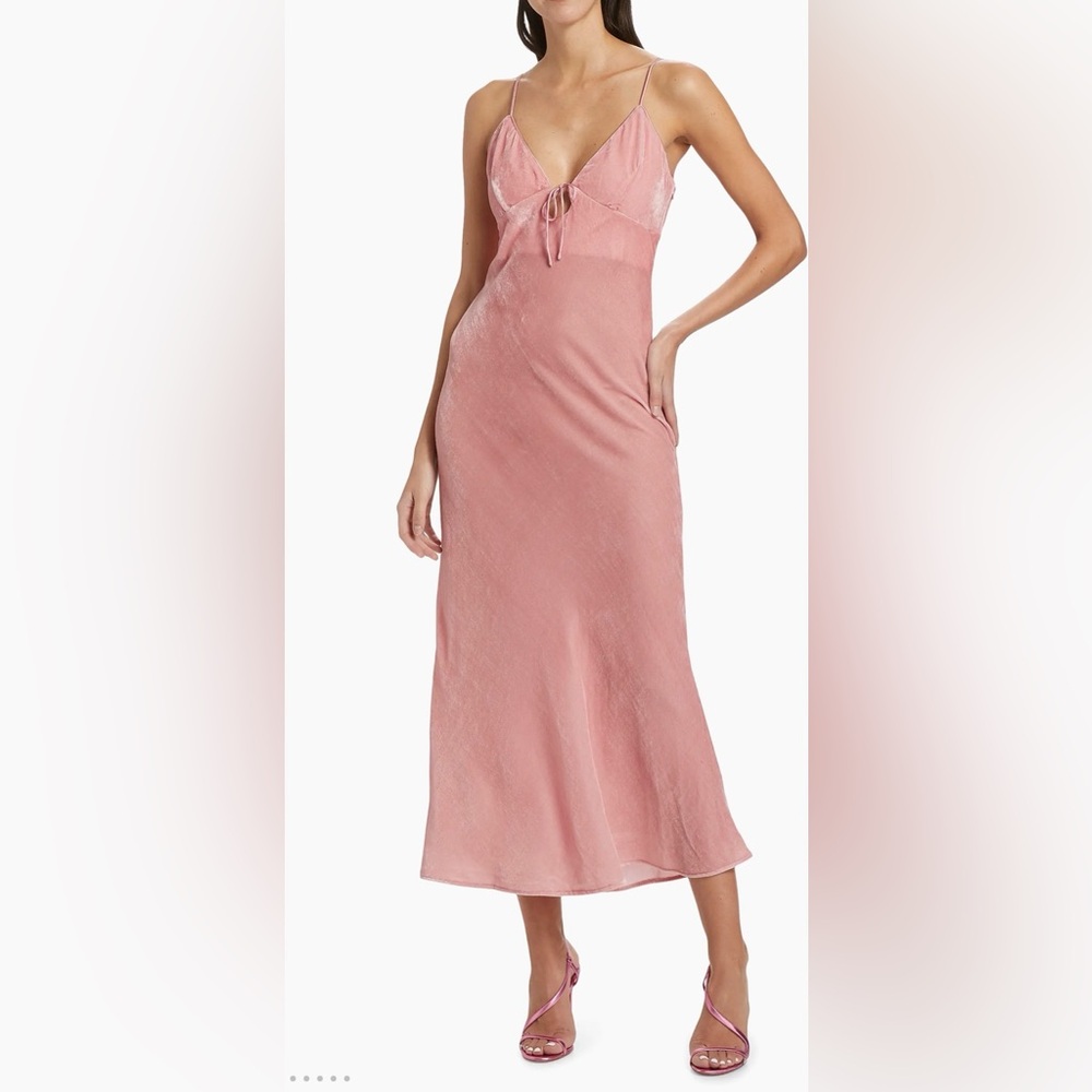 susana monaco Velvet Bias-Cut Slipdress Midi Dress